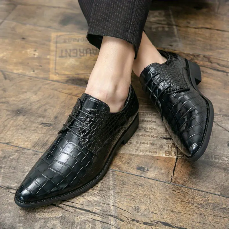 formal dress shoes crocodile embossed pointed top durable details 6