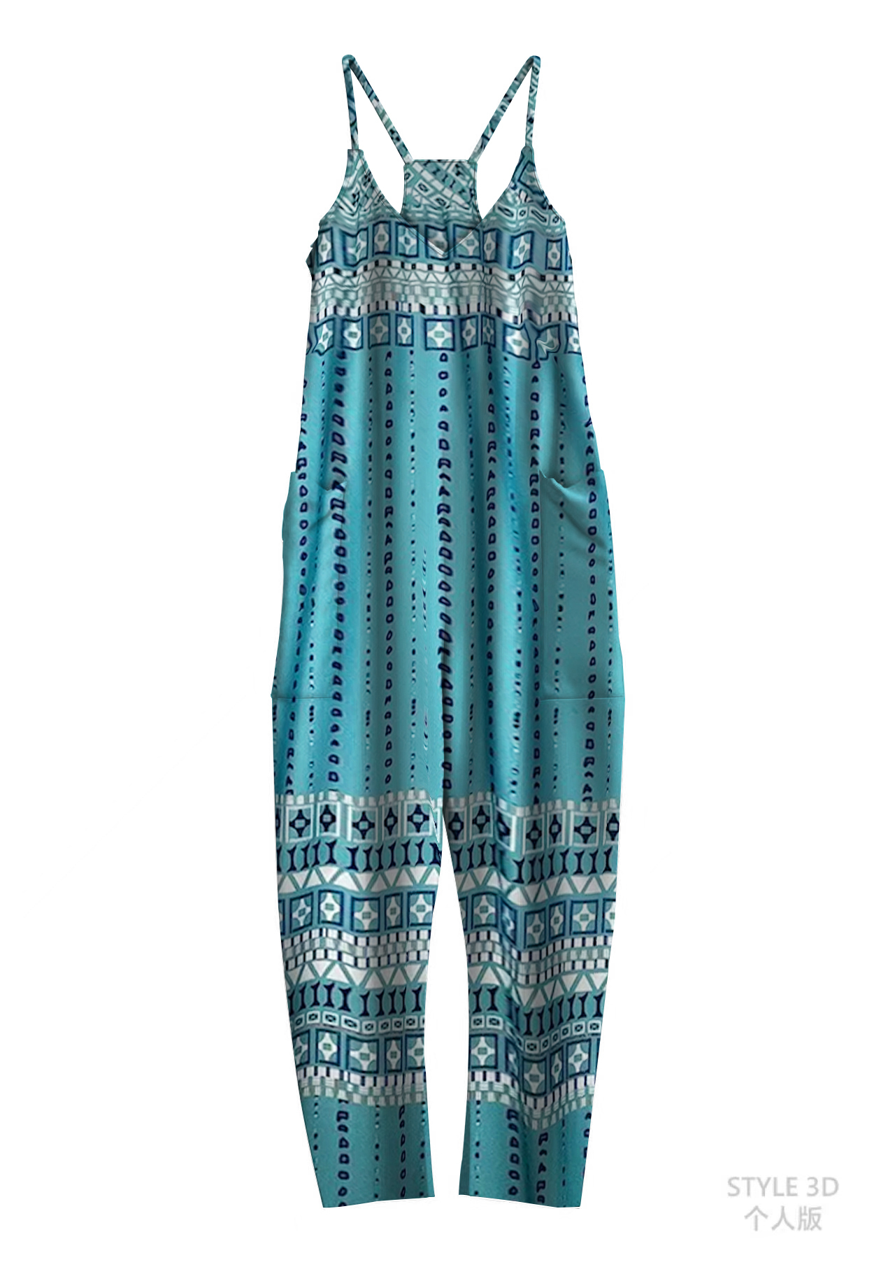 Vintage Geometric Print Pattern Jumpsuit