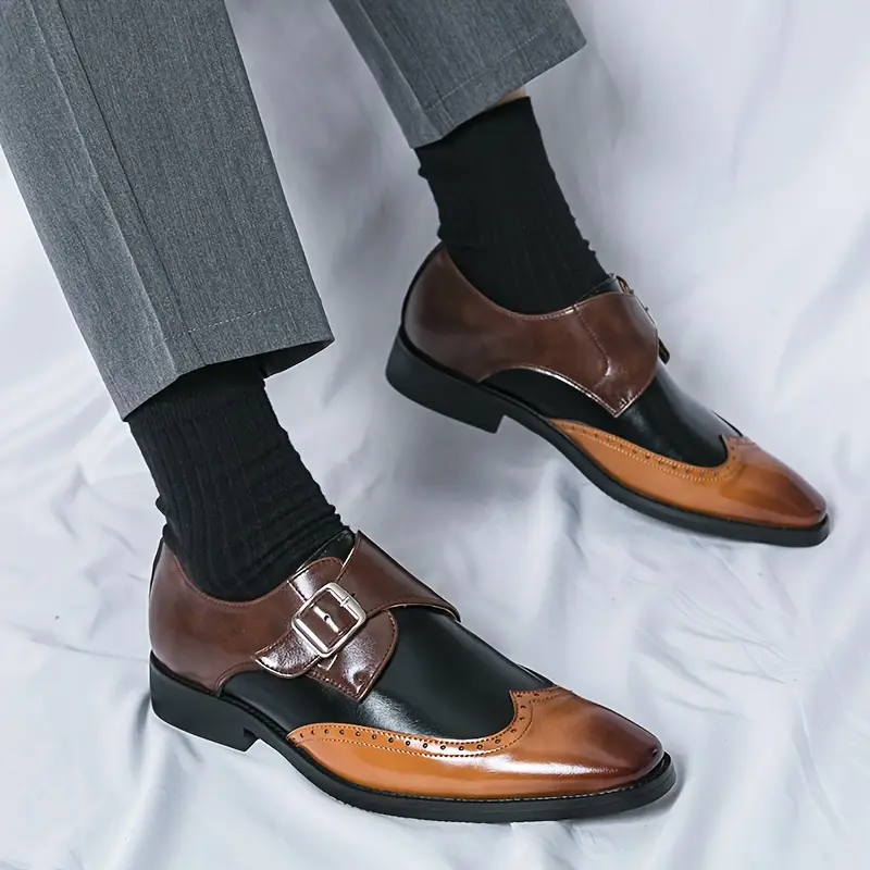 wing tip monk strap loafers plus size men s breathable slip details 1