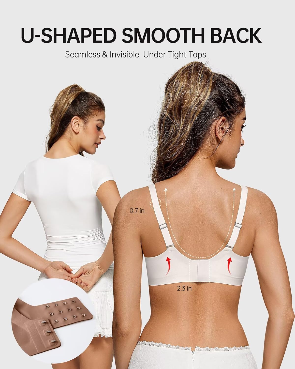 Vertvie Women's Seamless Bras Wireless Supportive Bras Scalloped Full Coverage Bralettes No Underwire Push Up Bra