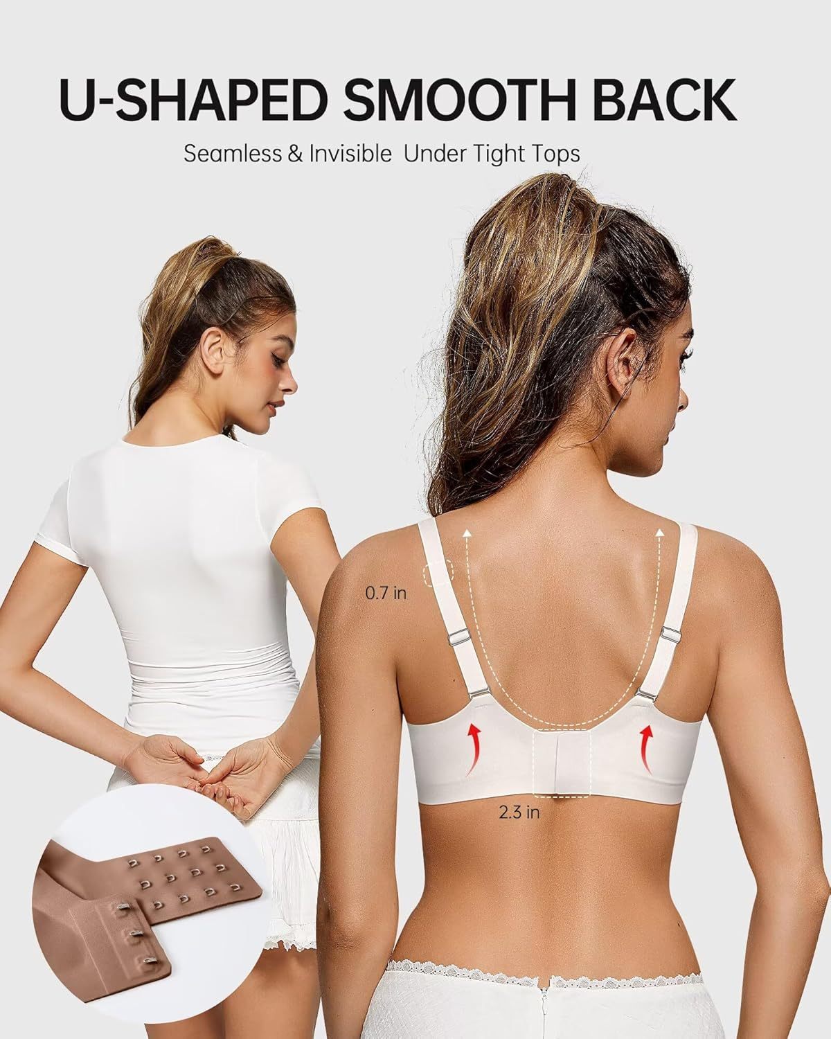 Vertvie Women's Seamless Bras Wireless Supportive Bras Scalloped Full Coverage Bralettes No Underwire Push Up Bra