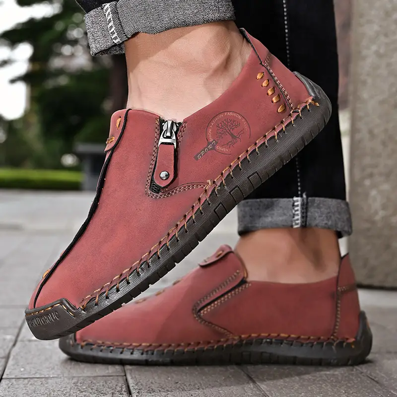 handmade loafer shoes men s vintage lightweight breathable details 10