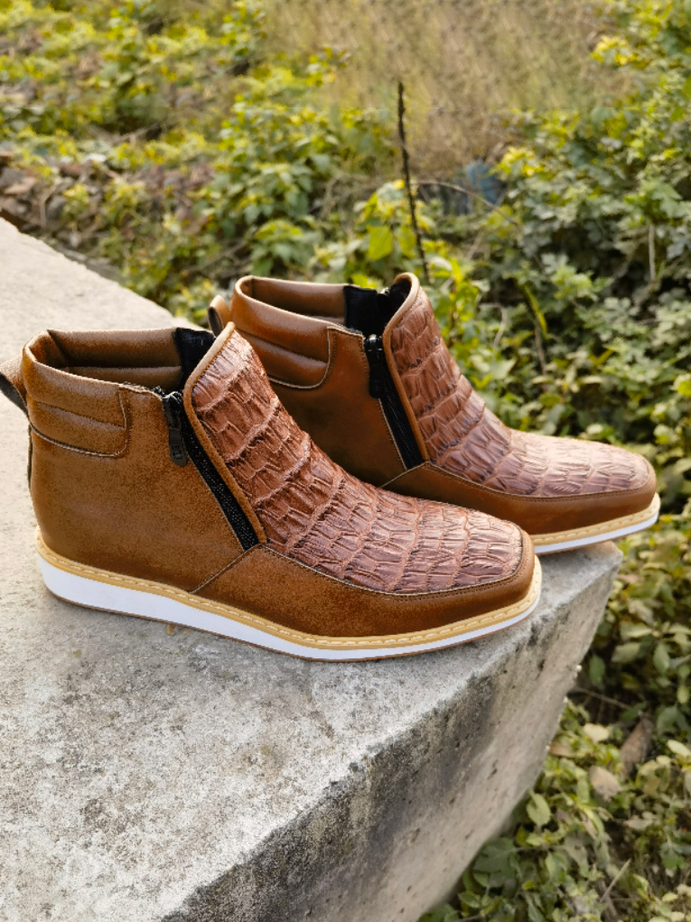 Hot sale Handcrafted Crocodile Leather Texture Western Cowboy Boots