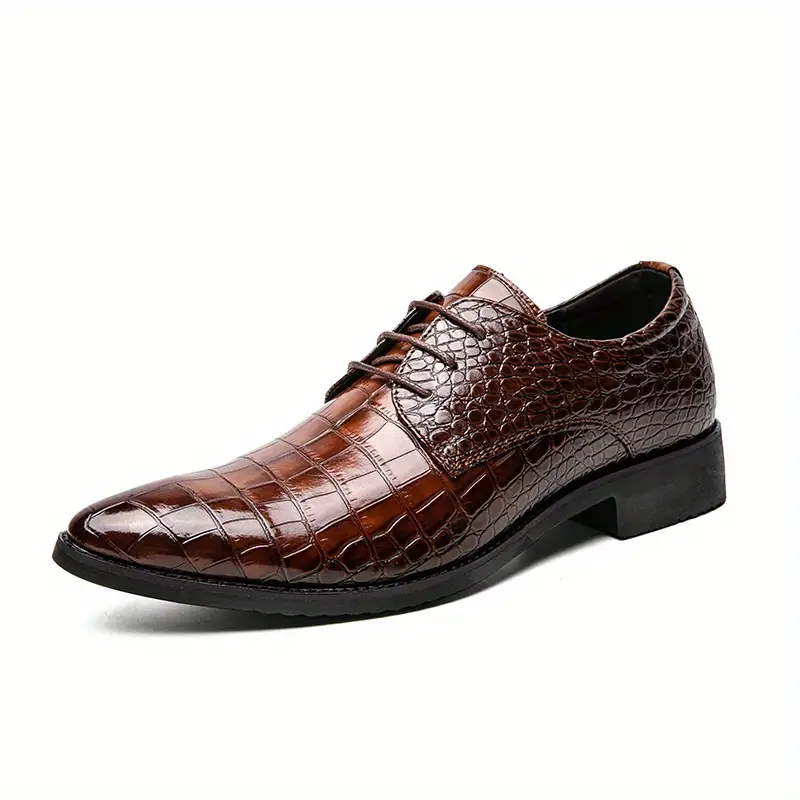 formal dress shoes crocodile embossed pointed top durable details 11
