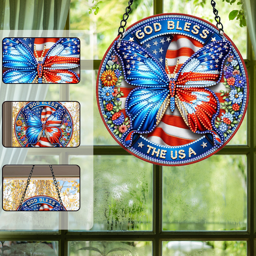 Animal Suncatcher Butterfly Crystal Painting Ornaments Hanging Kit for Home Window Wall
