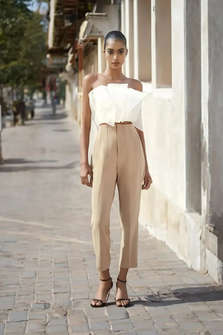 Tailored Pleat High Waist Pants