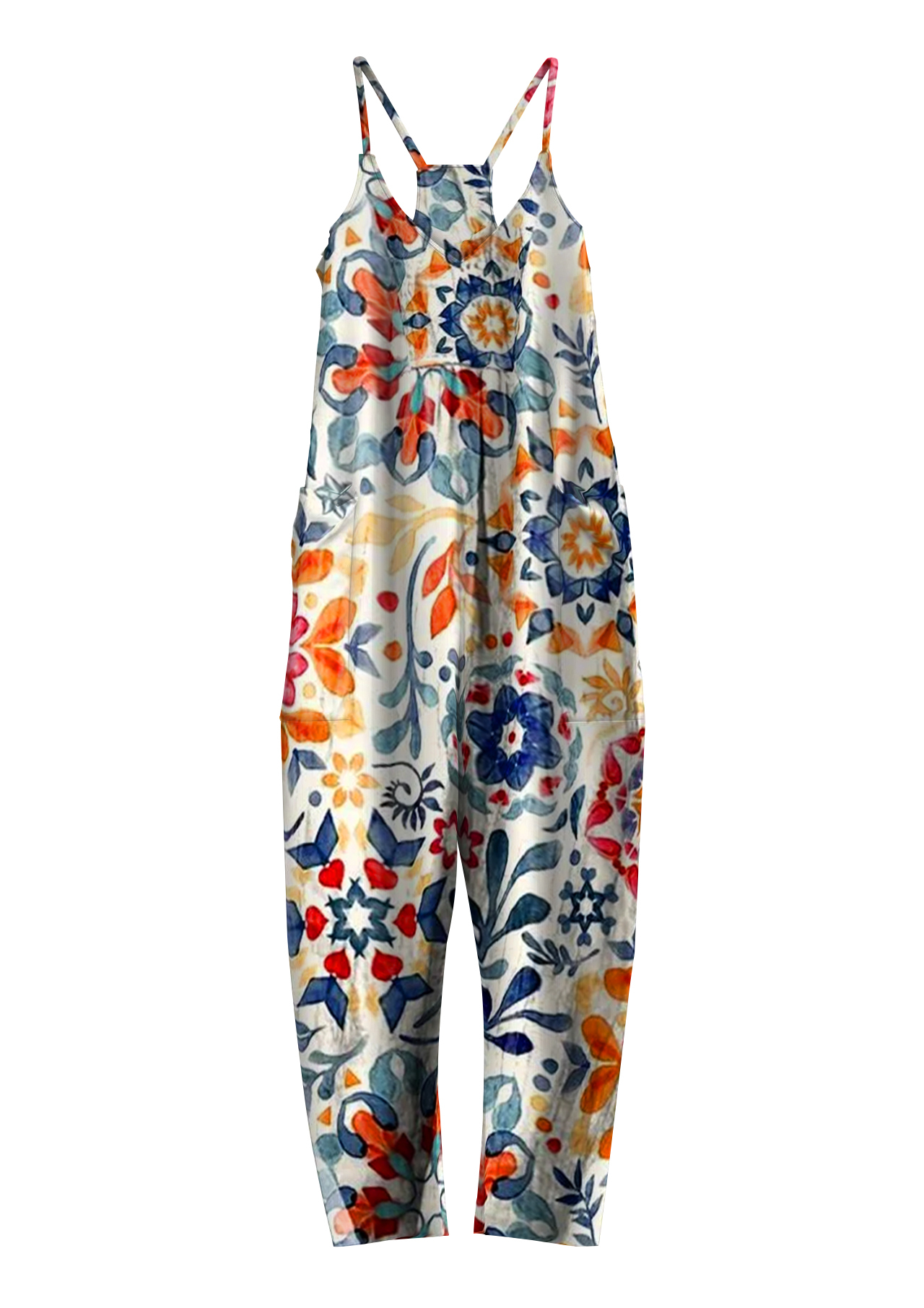 Retro Floral Print Jumpsuit