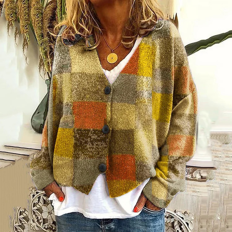 Japanese Floral Print Buttoned Casual Cardigan  Sweater AP