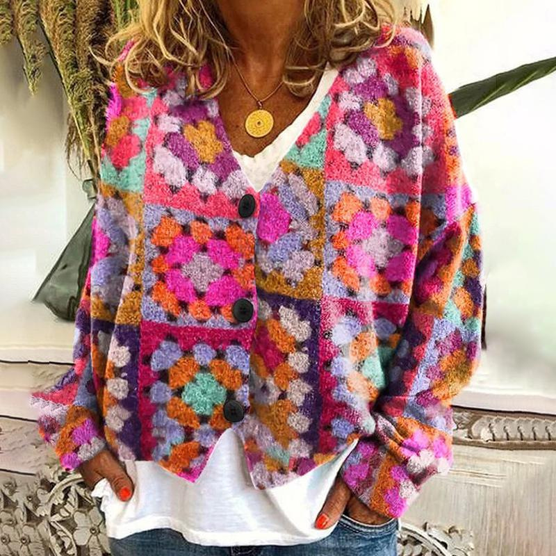 Japanese Floral Print Buttoned Casual Cardigan Sweater BC