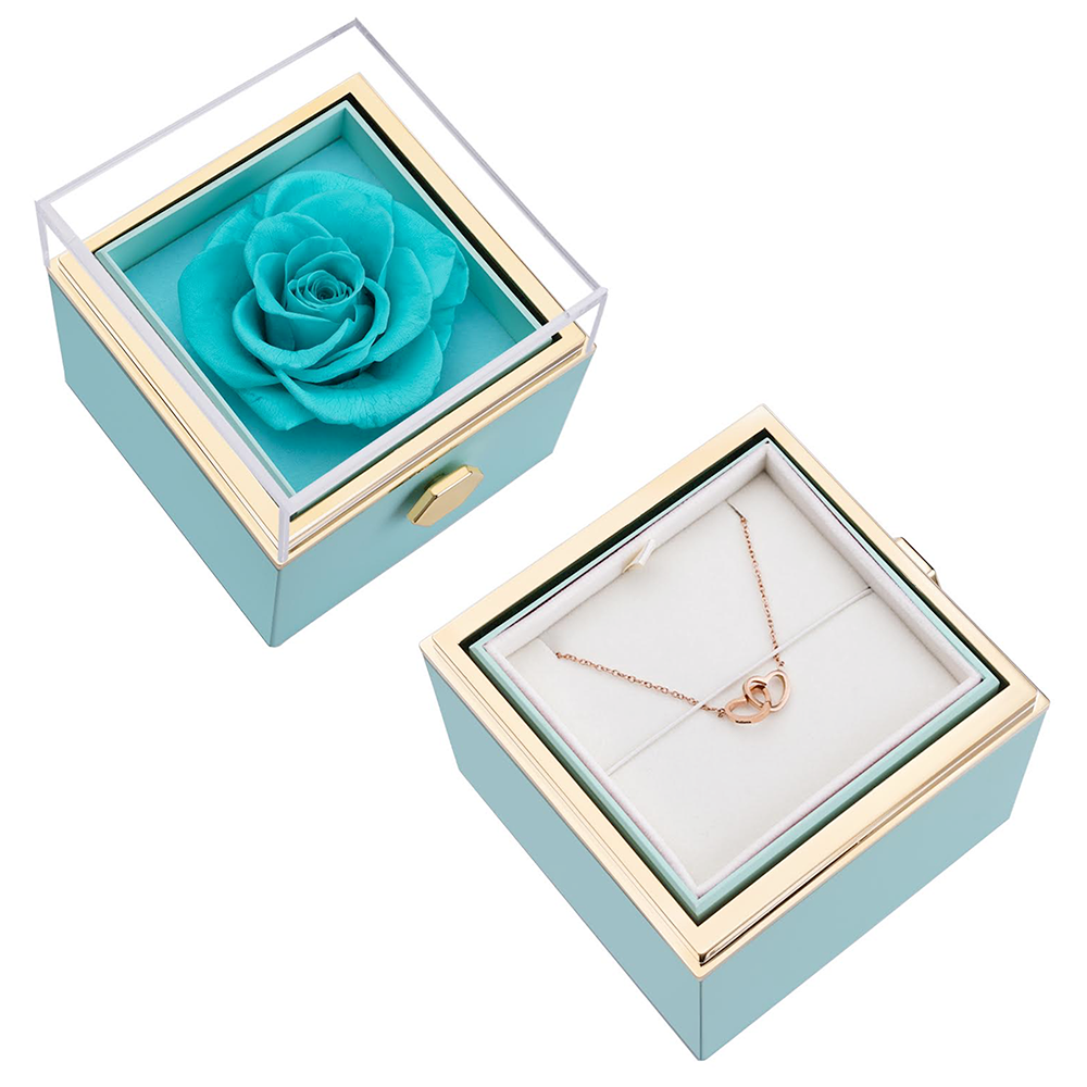 Eternal Rose Box - W/ Engraved Necklace & Real Rose.