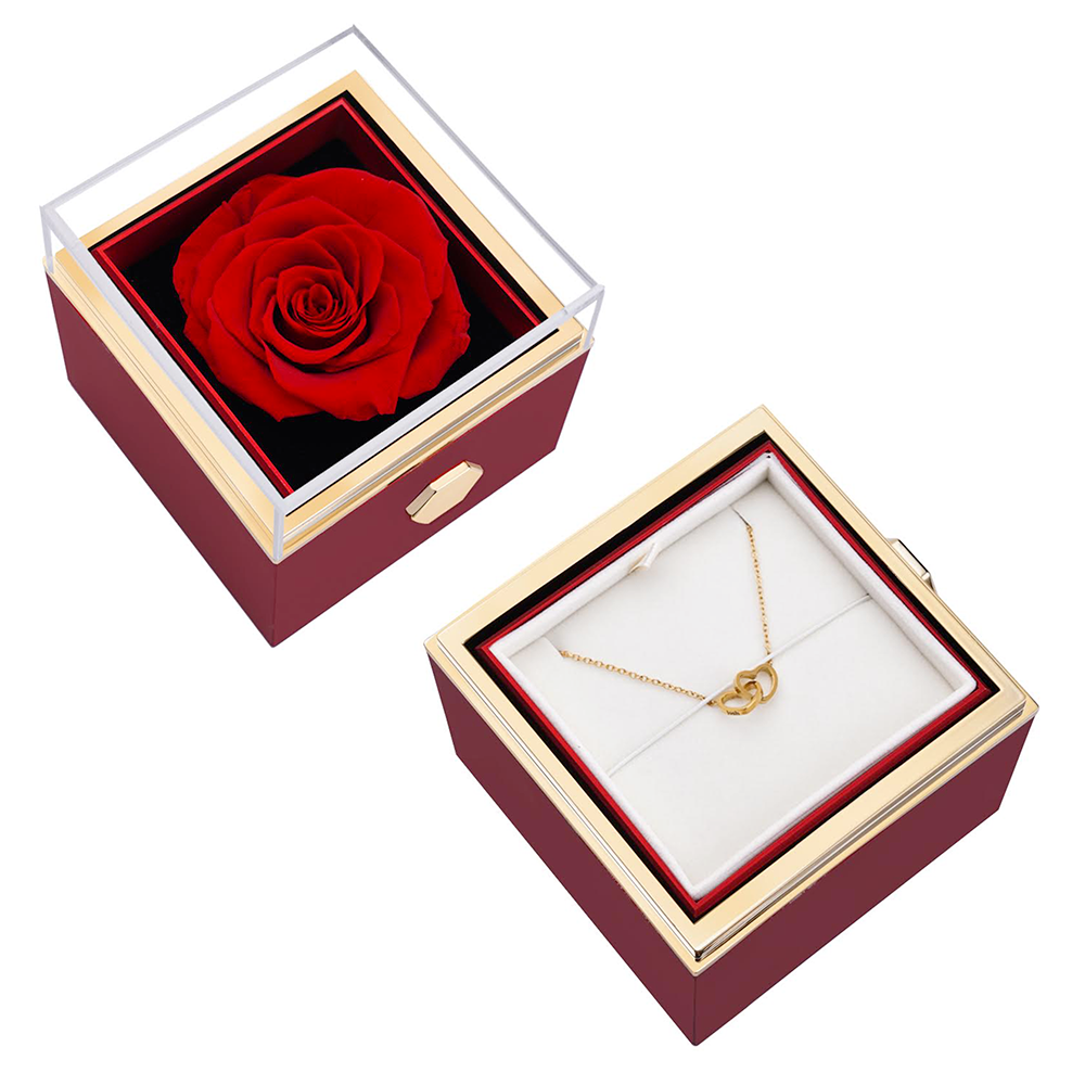 Eternal Rose Box - W/ Engraved Necklace & Real Rose.