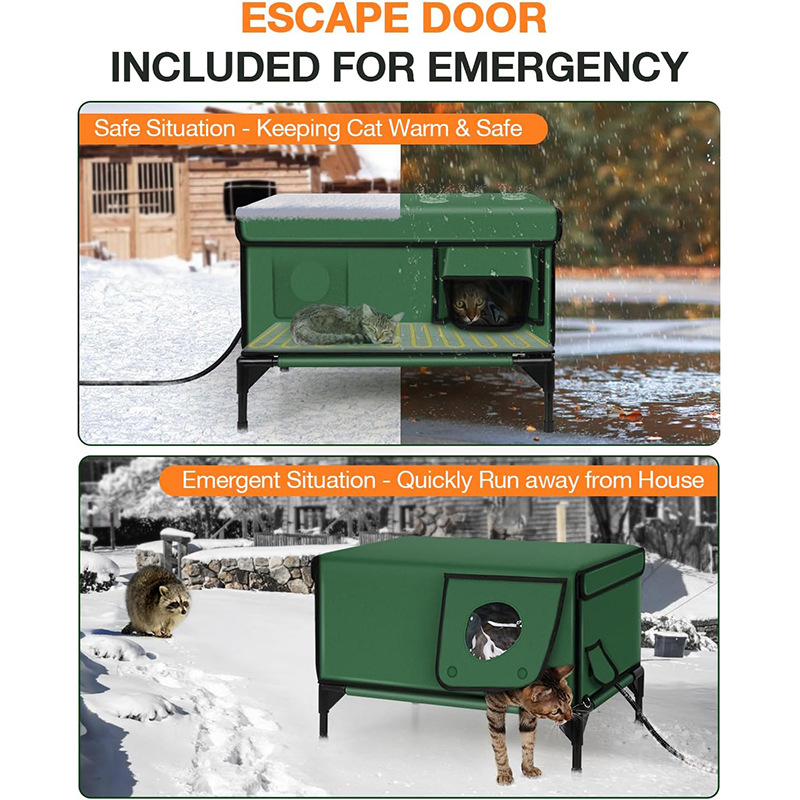 2-Door Lift-Top Elevated Insulated Outdoor Cat House
