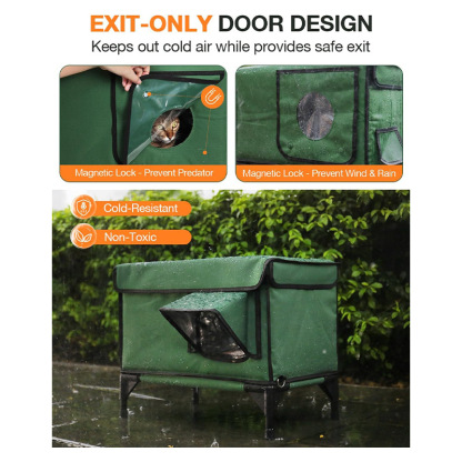 2-Door Lift-Top Elevated Insulated Outdoor Cat House