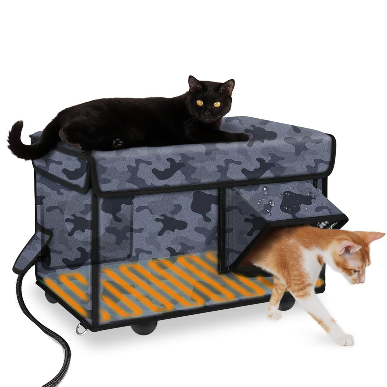 2-Door Lift-Top Elevated Insulated Outdoor Cat House