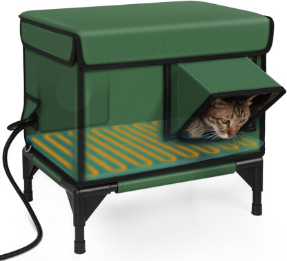 2-Door Lift-Top Elevated Insulated Outdoor Cat House