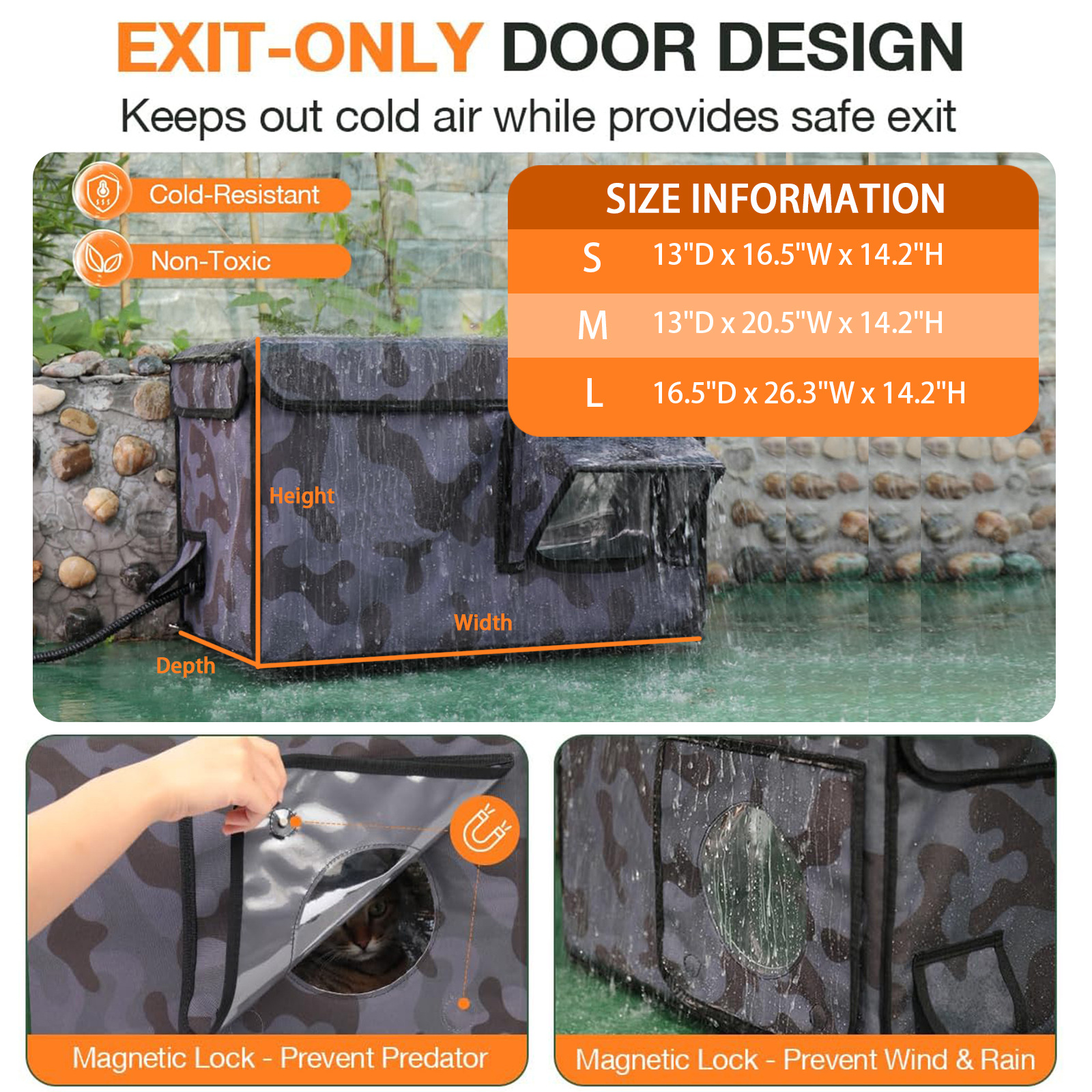 2-Door Lift-Top Elevated Insulated Outdoor Cat House