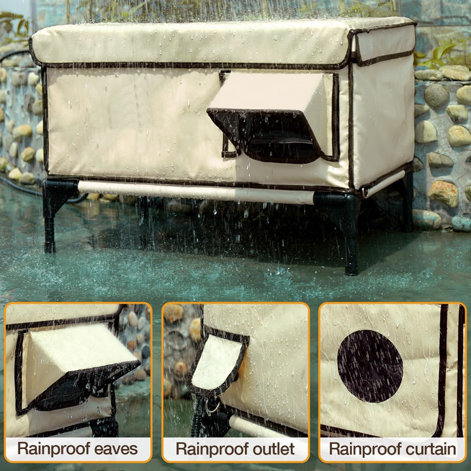 2-Door Lift-Top Elevated Insulated Outdoor Cat House