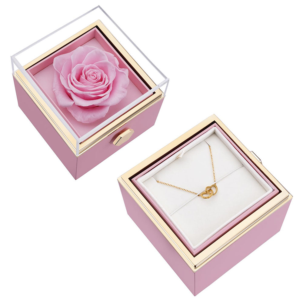 Eternal Rose Box - W/ Engraved Necklace & Real Rose.