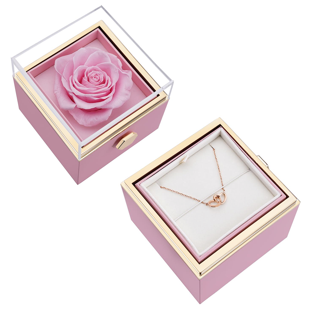 Eternal Rose Box - W/ Engraved Necklace & Real Rose.