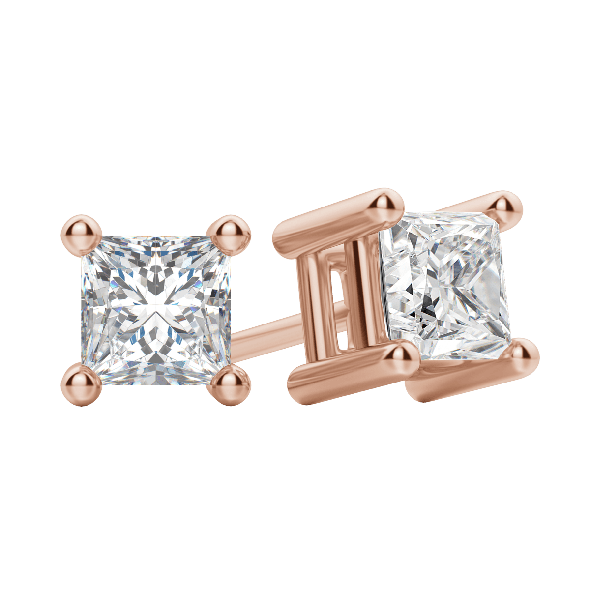 Square - Cut Sparkling Stud Earrings
