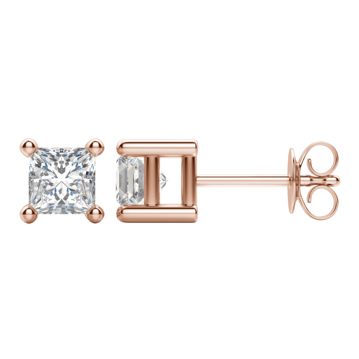 Square - Cut Sparkling Stud Earrings