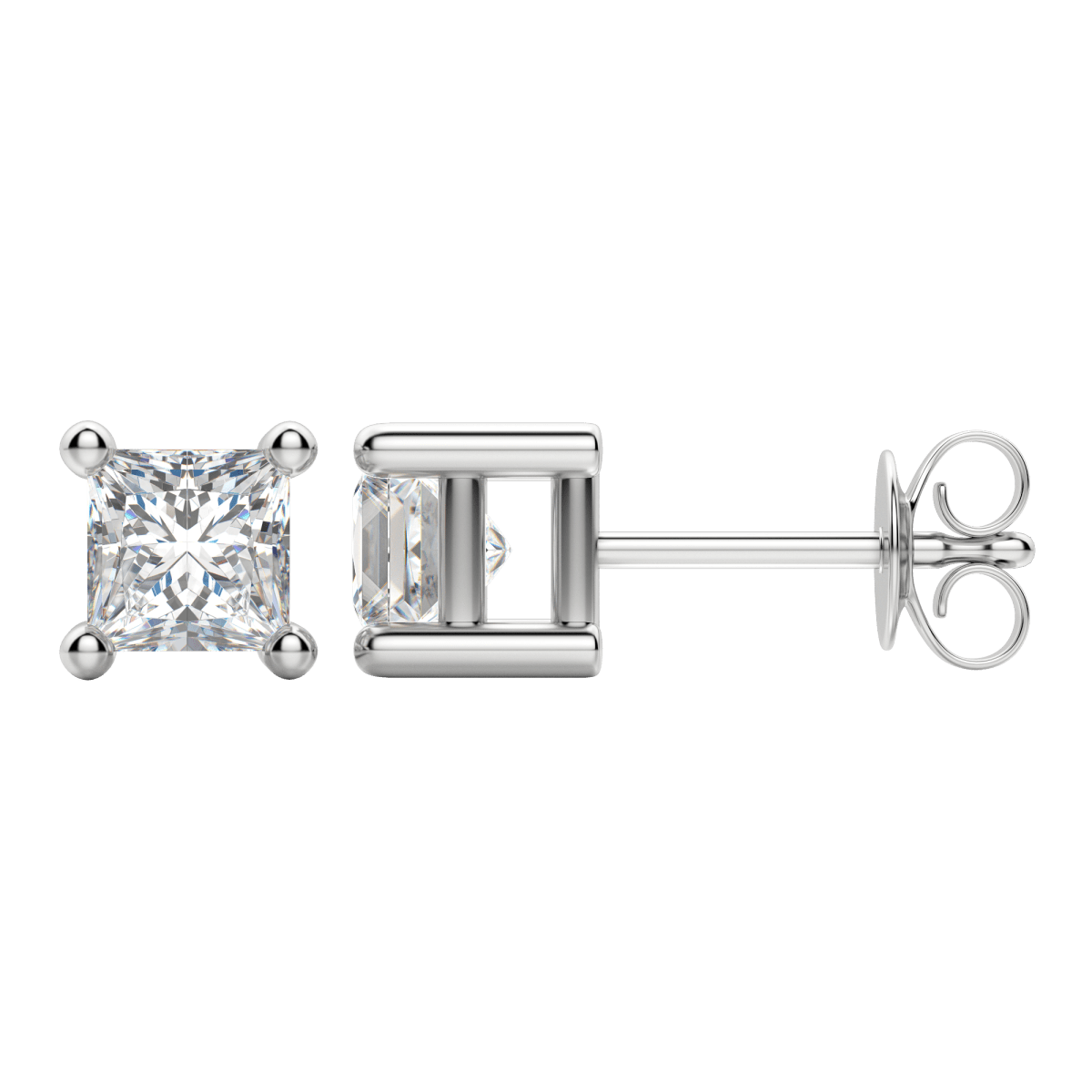 Square - Cut Sparkling Stud Earrings