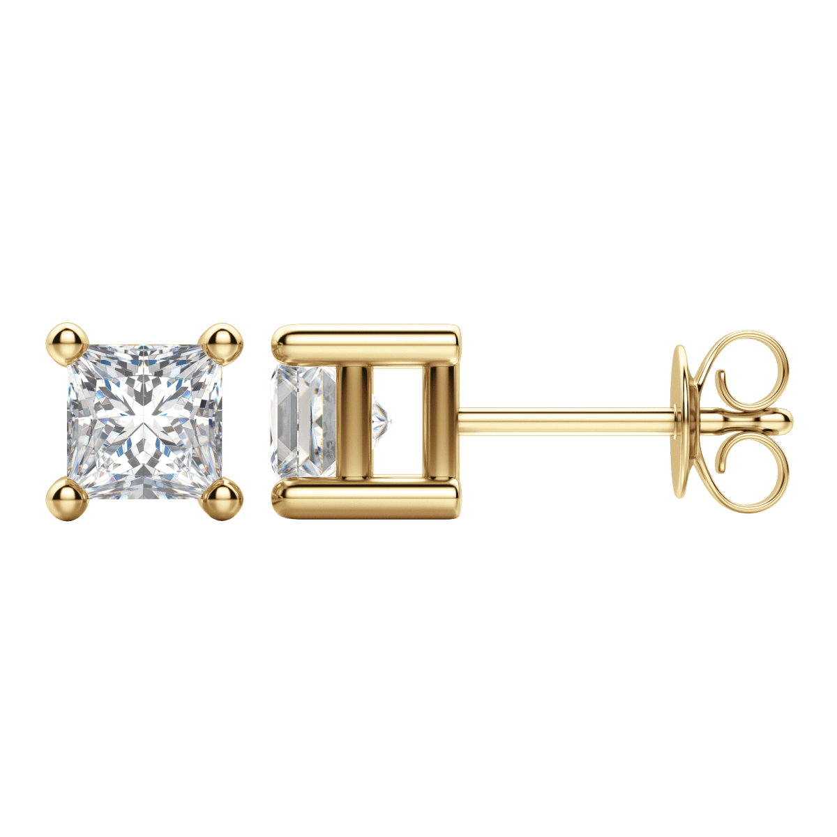 Square - Cut Sparkling Stud Earrings