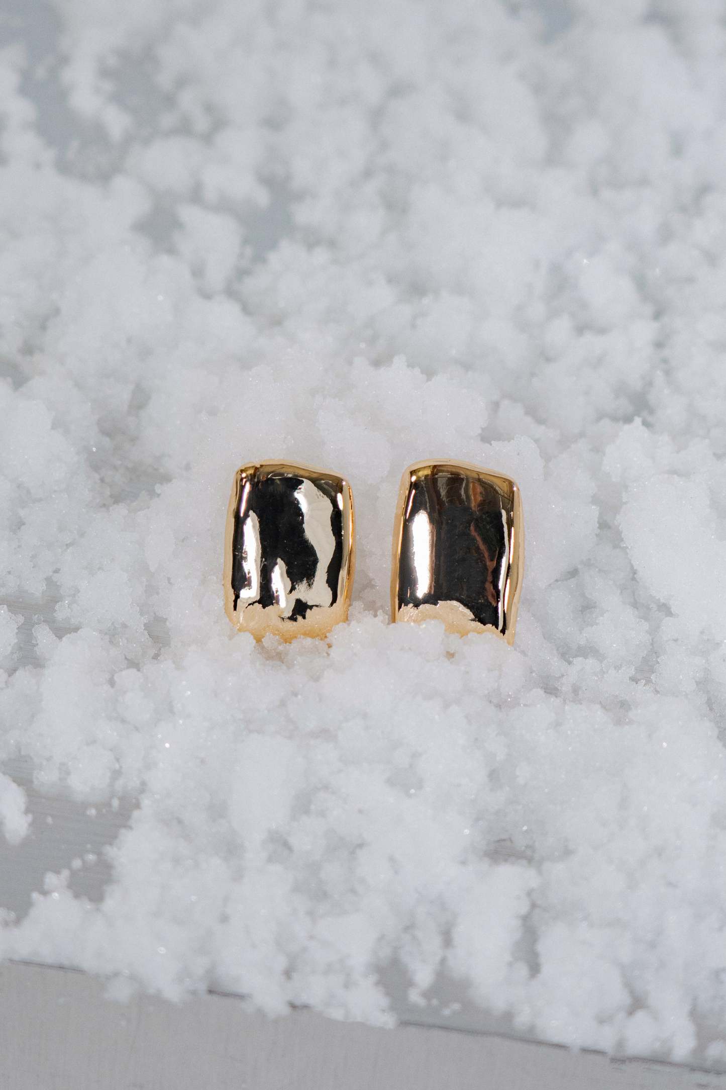 Chic Rectangular Gold and Silver - Tone Stud Earrings