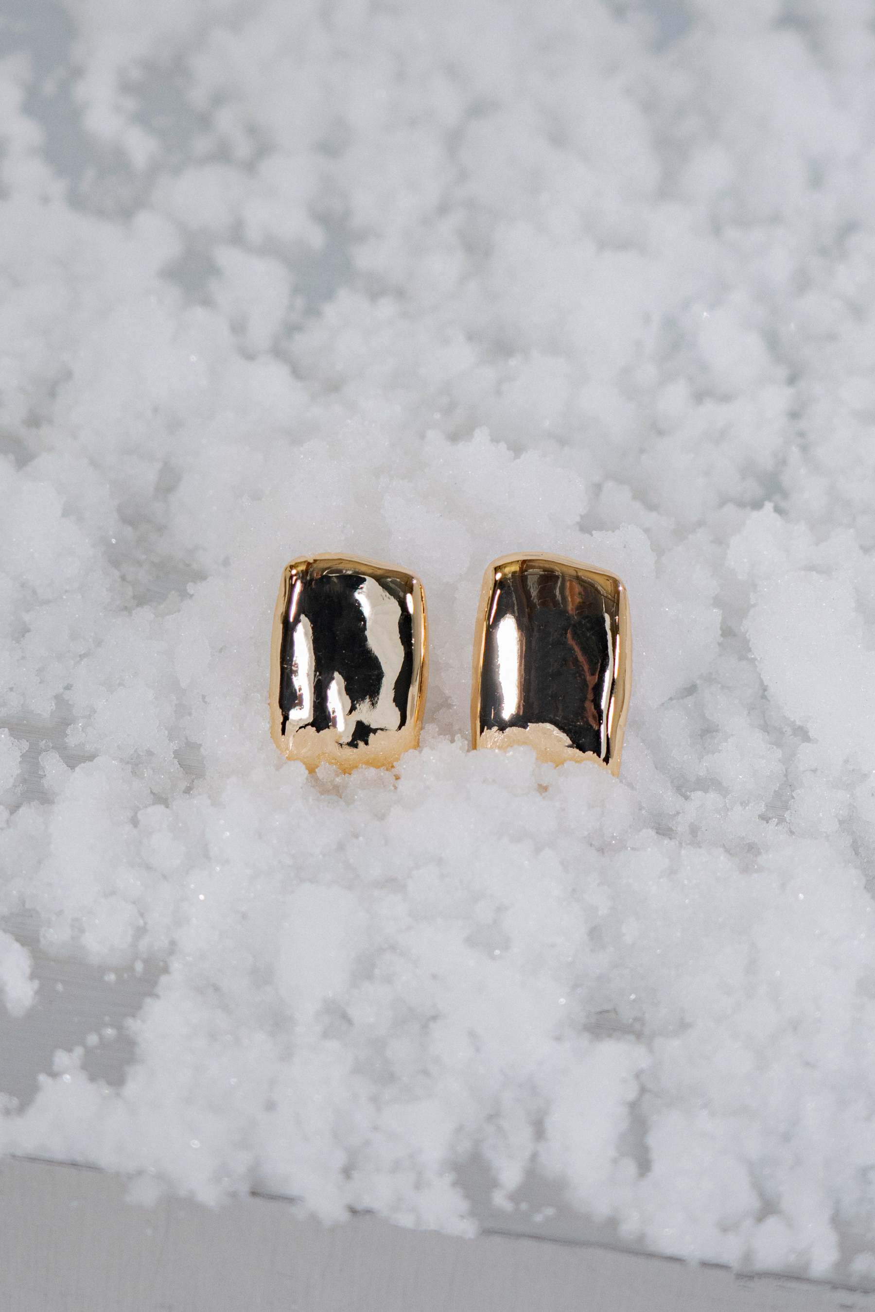 Chic Rectangular Gold and Silver - Tone Stud Earrings