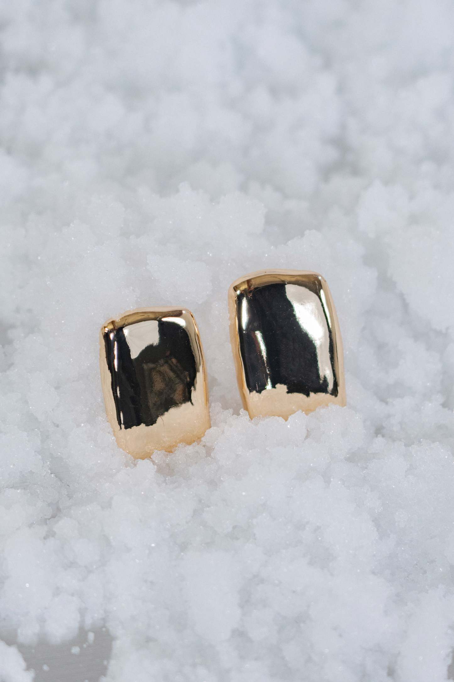 Chic Rectangular Gold and Silver - Tone Stud Earrings