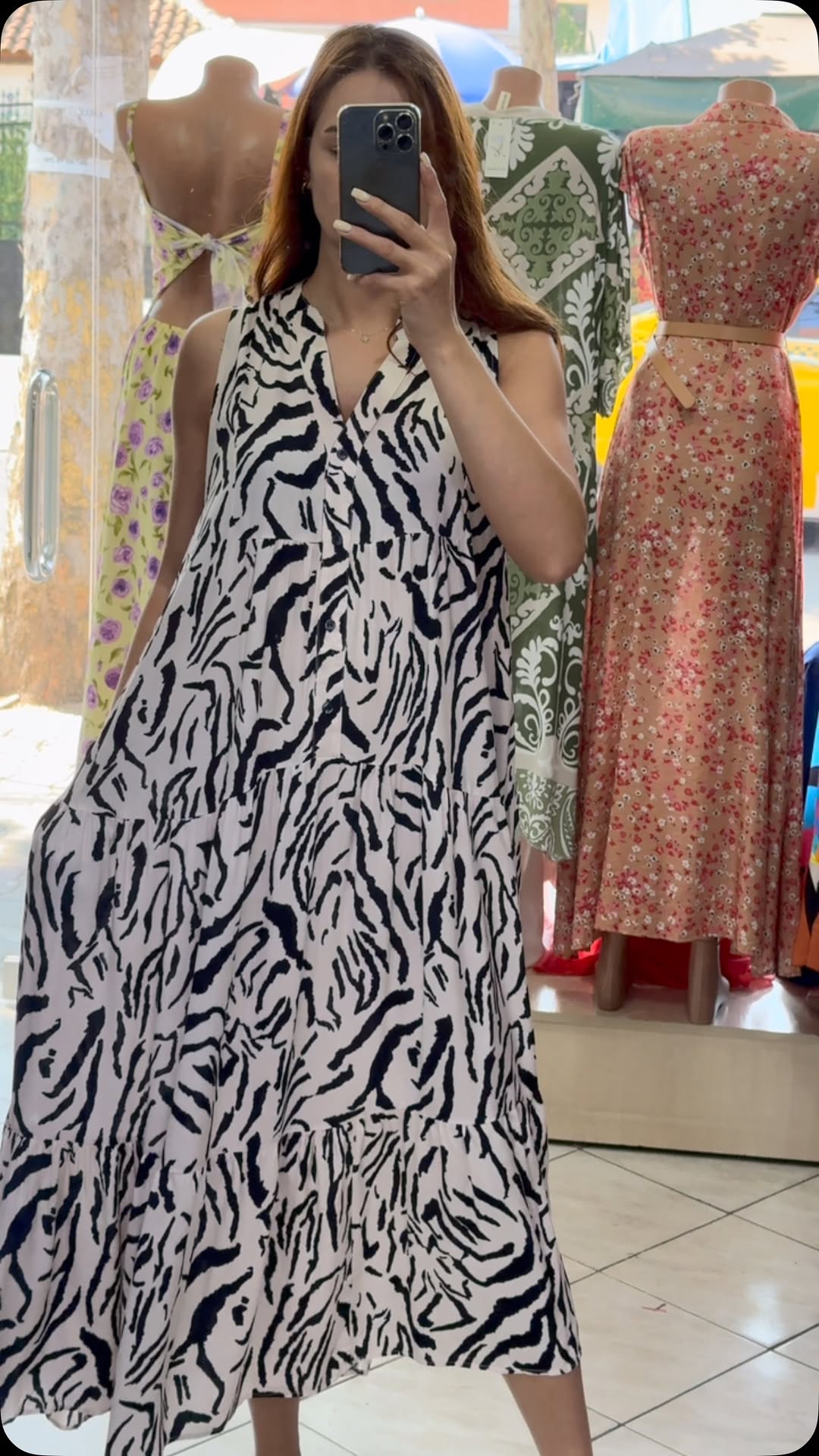 Ladies' Collar Painted Print Loose Casual Dress