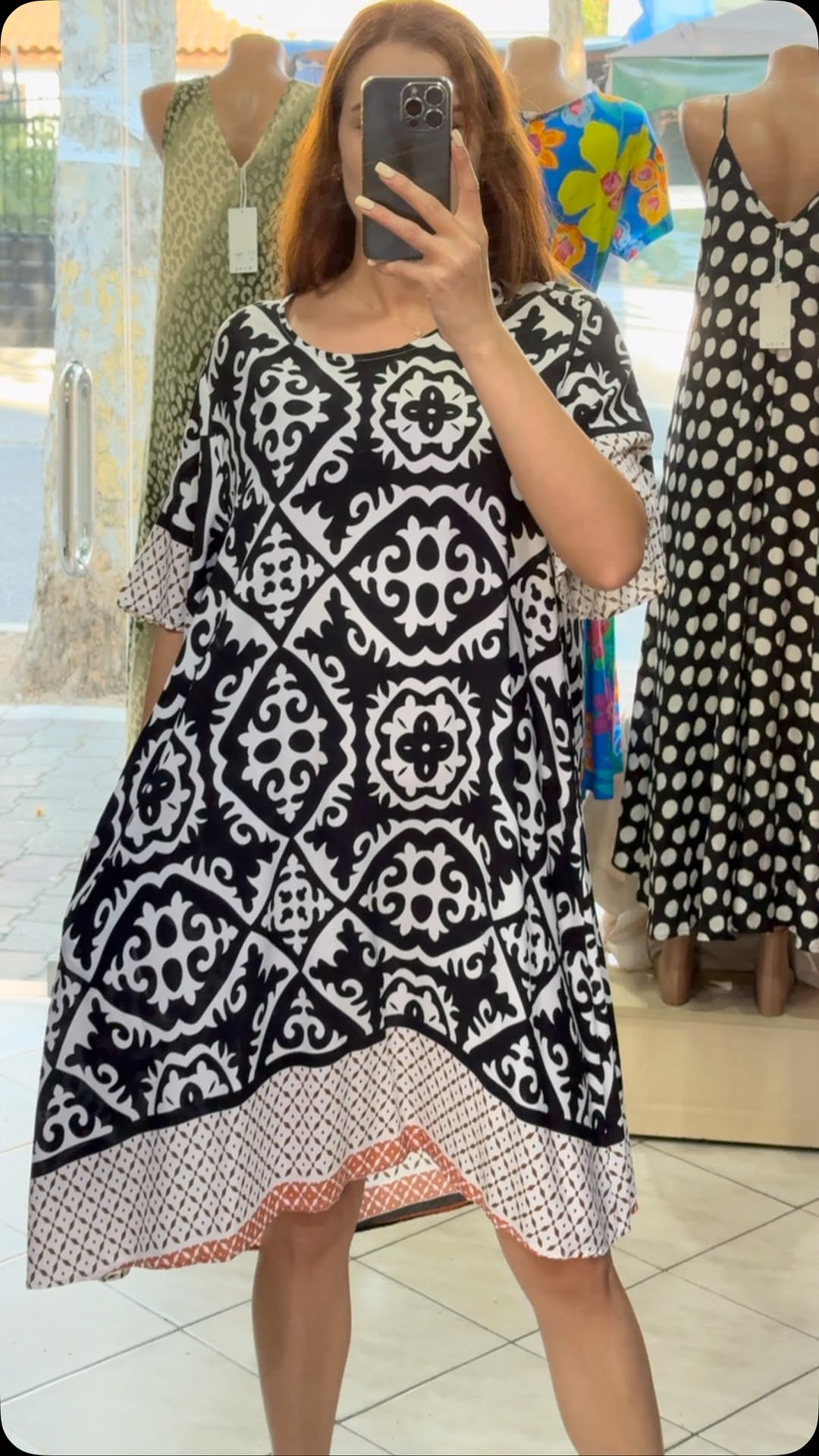 Ladies' Collar Painted Print Loose Casual Dress