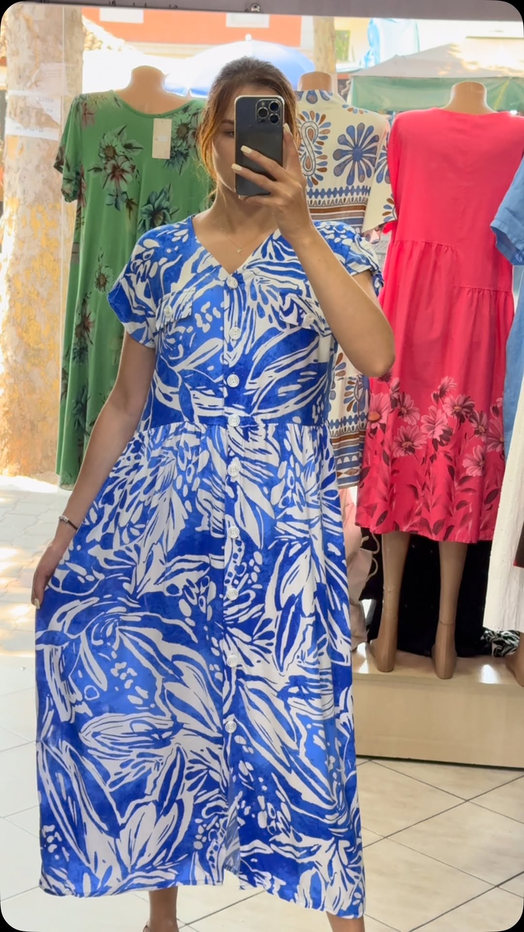 Ladies' Collar Painted Print Loose Casual Dress