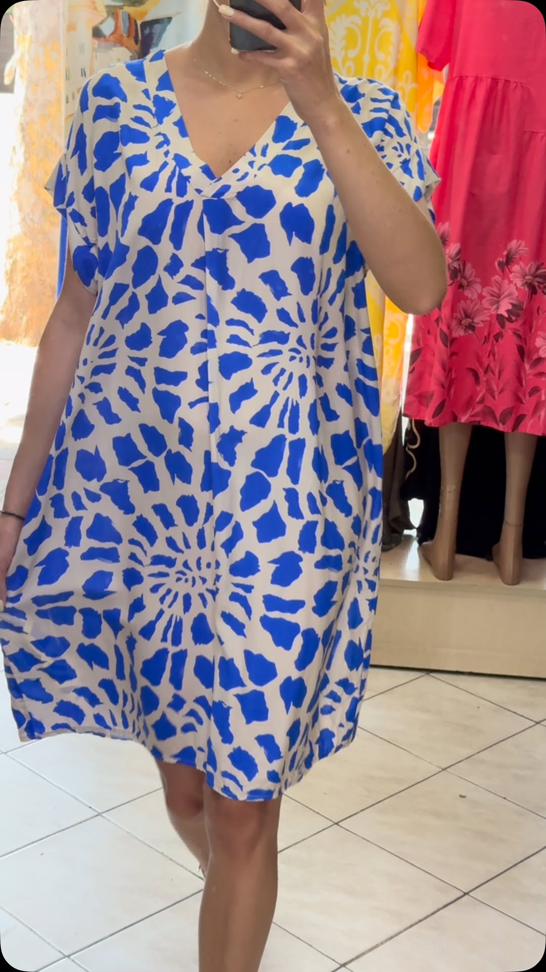 Ladies' Collar Painted Print Loose Casual Dress