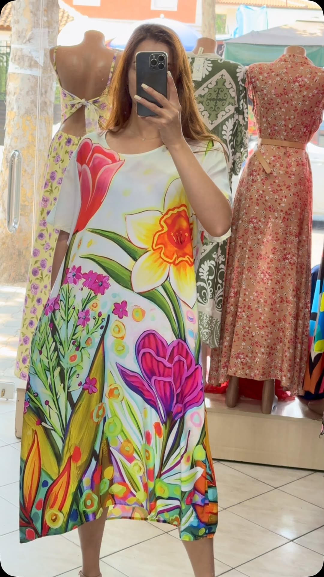 Ladies' Collar Painted Print Loose Casual Dress