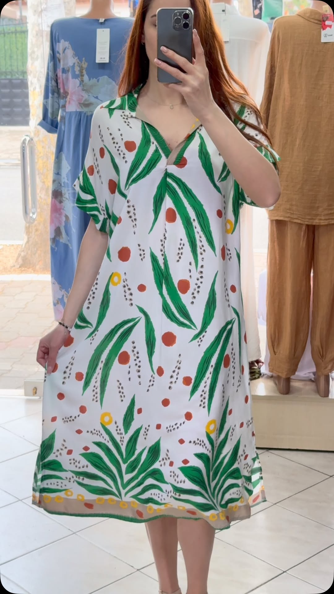 Ladies' Collar Painted Print Loose Casual Dress