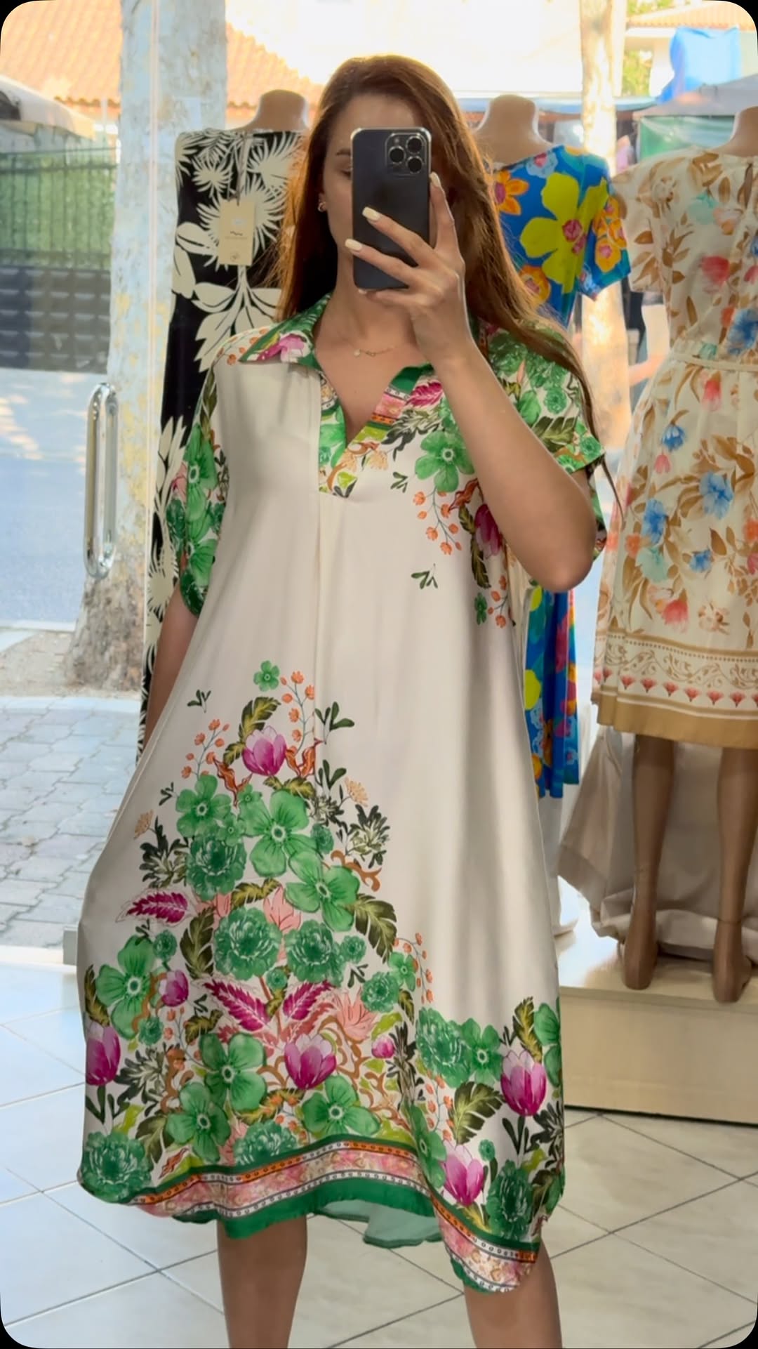 Ladies' Collar Painted Print Loose Casual Dress