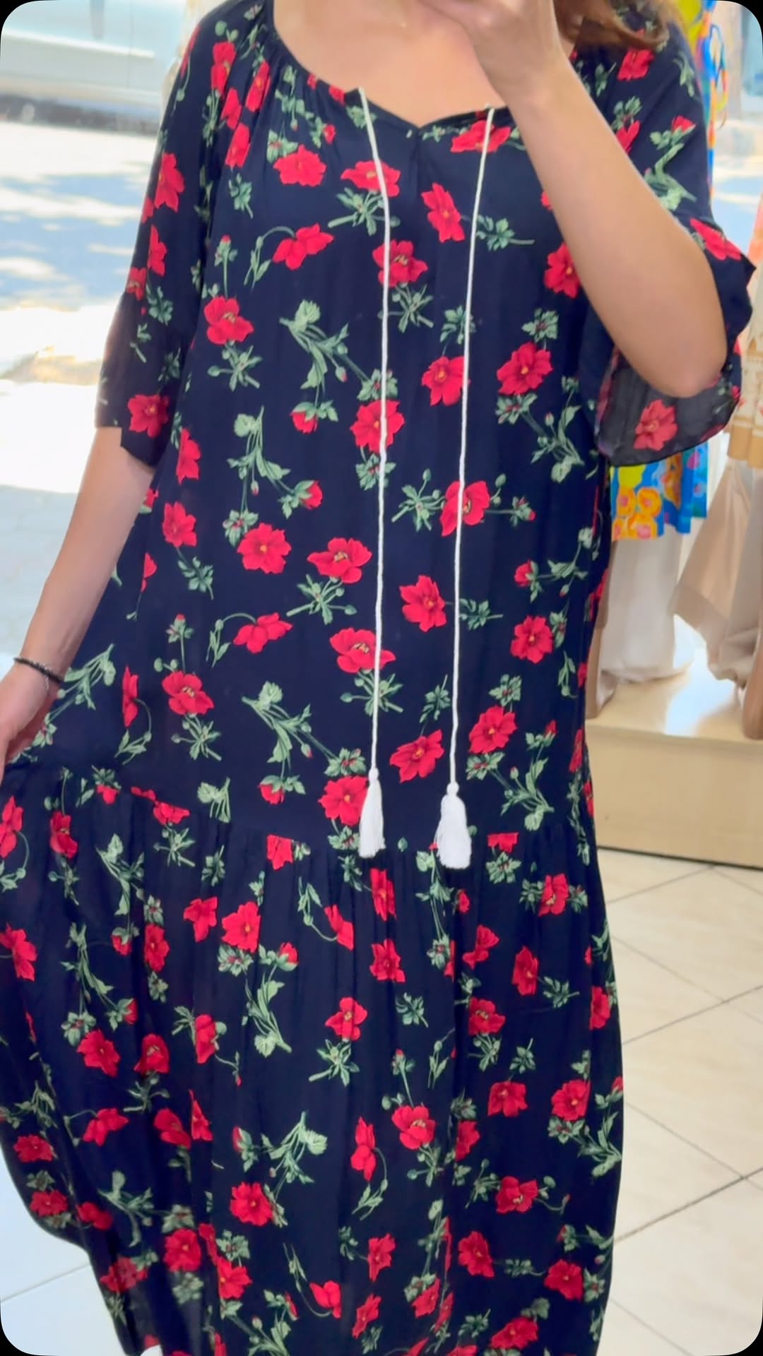 Ladies' Collar Painted Print Loose Casual Dress