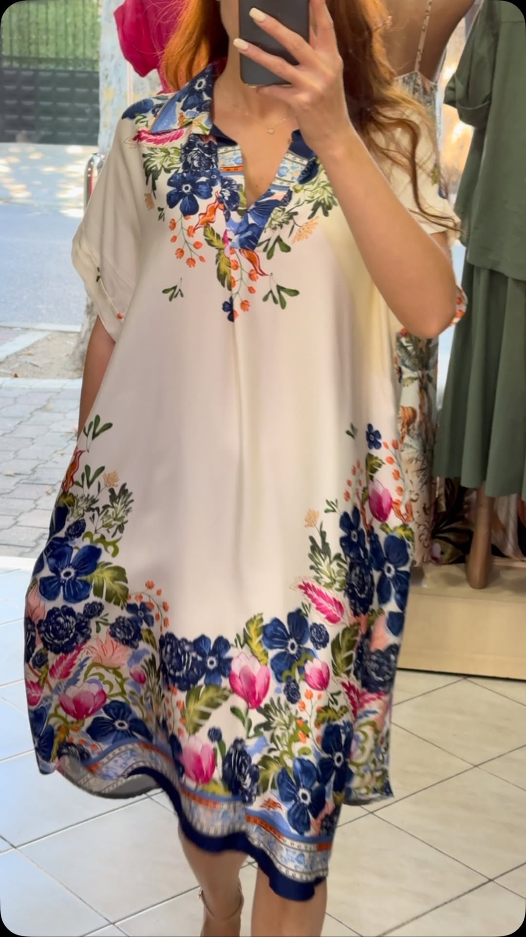 Ladies' Collar Painted Print Loose Casual Dress