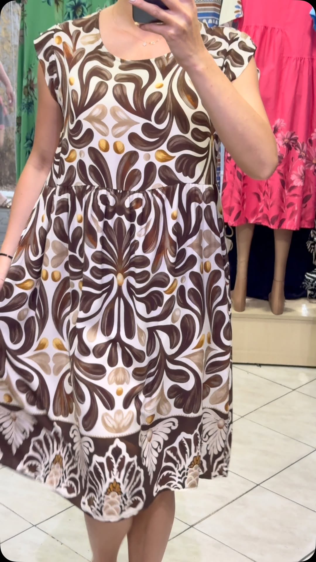 Ladies' Collar Painted Print Loose Casual Dress