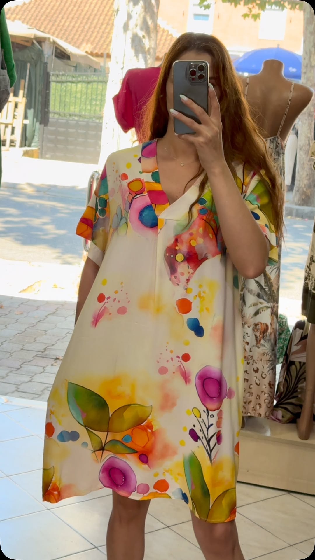 Ladies' Collar Painted Print Loose Casual Dress