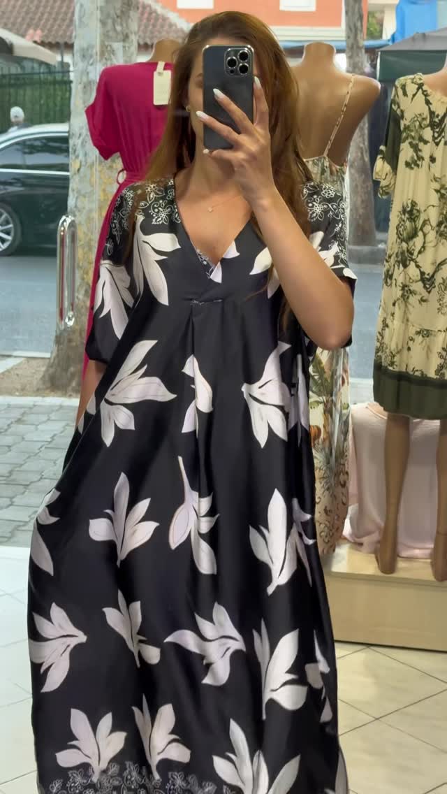 Ladies' Collar Painted Print Loose Casual Dress