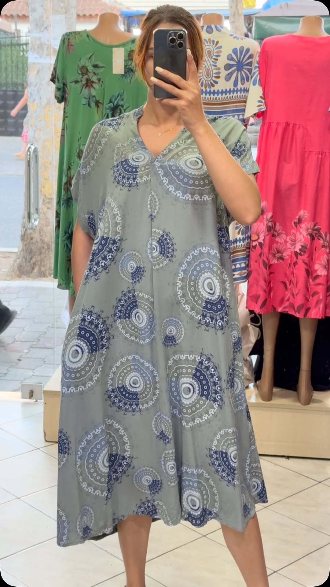 Ladies' Collar Painted Print Loose Casual Dress