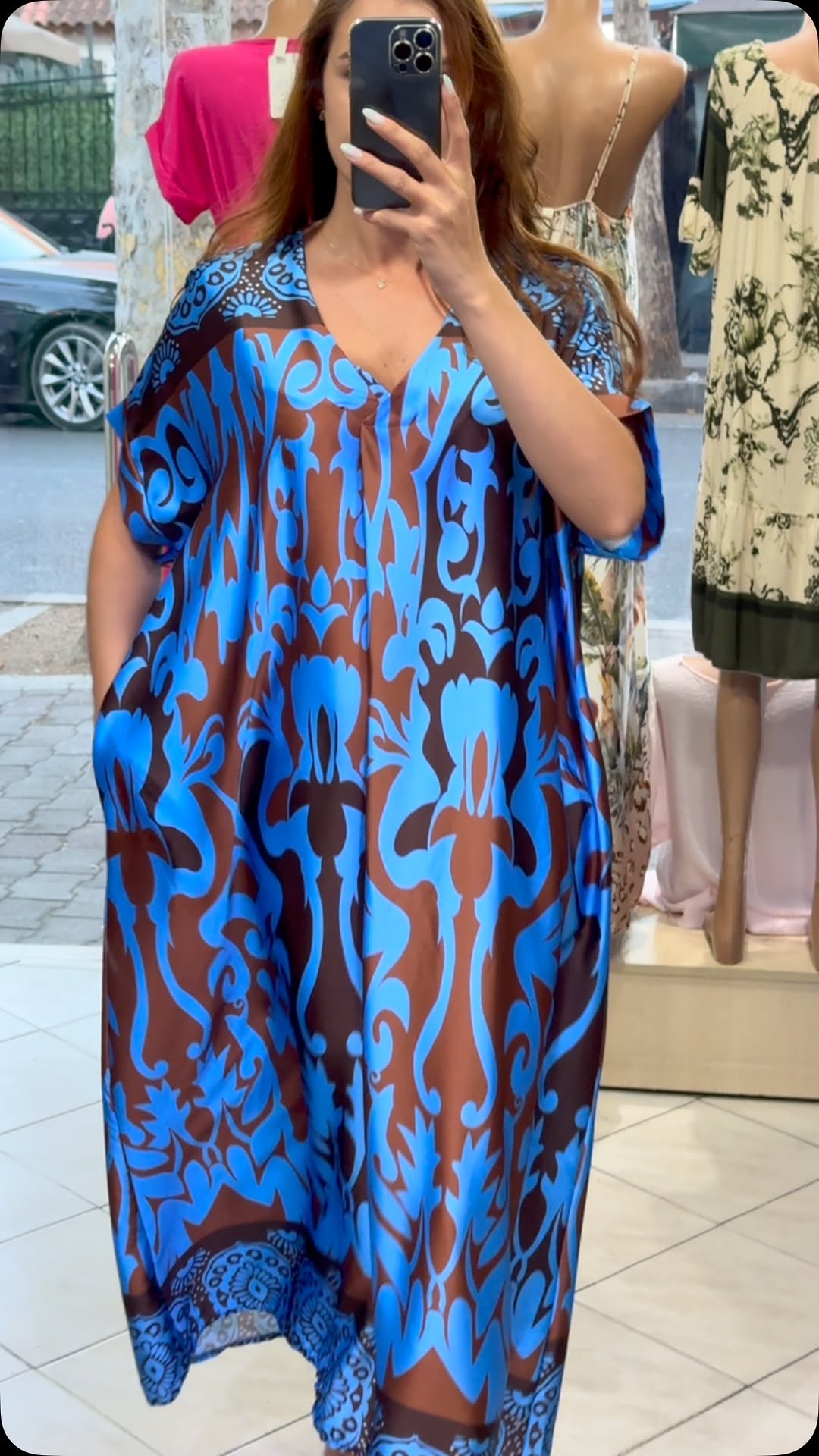 Ladies' Collar Painted Print Loose Casual Dress