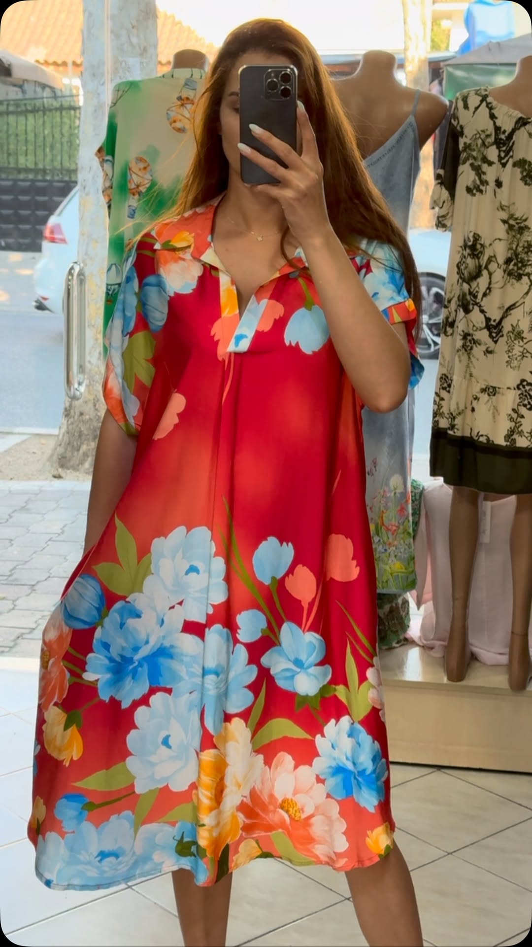Ladies' Collar Painted Print Loose Casual Dress