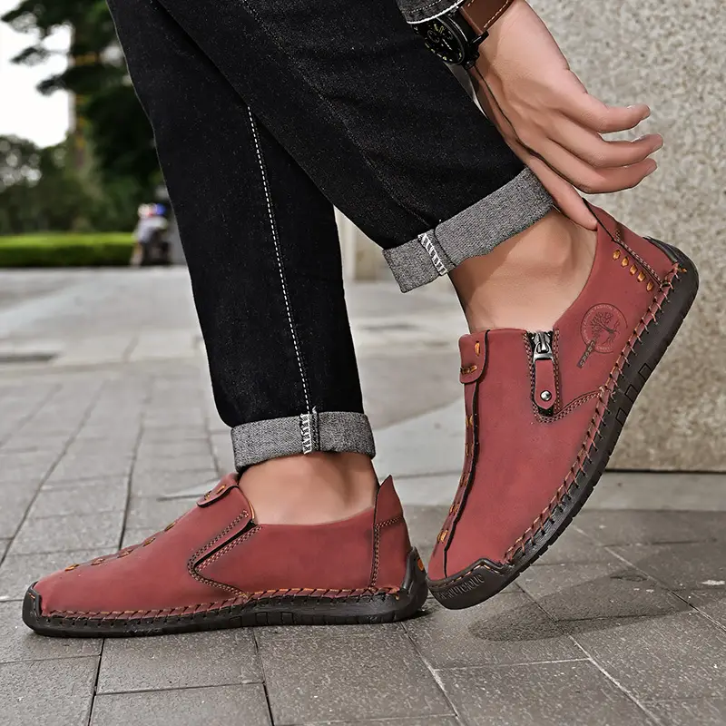 handmade loafer shoes men s vintage lightweight breathable details 9
