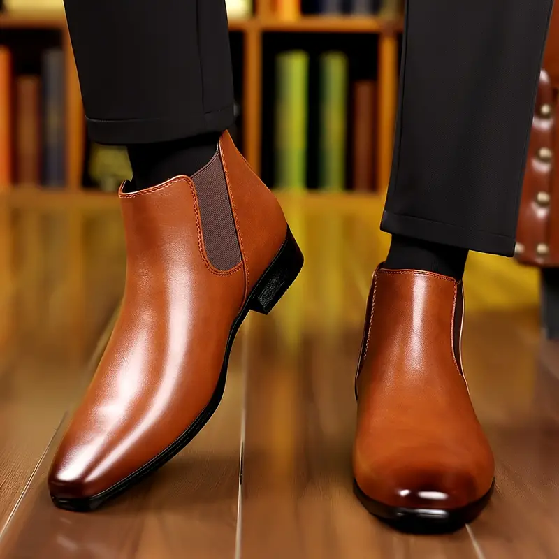 pointed toe chelsea boots men s trendy anti skid high top 4