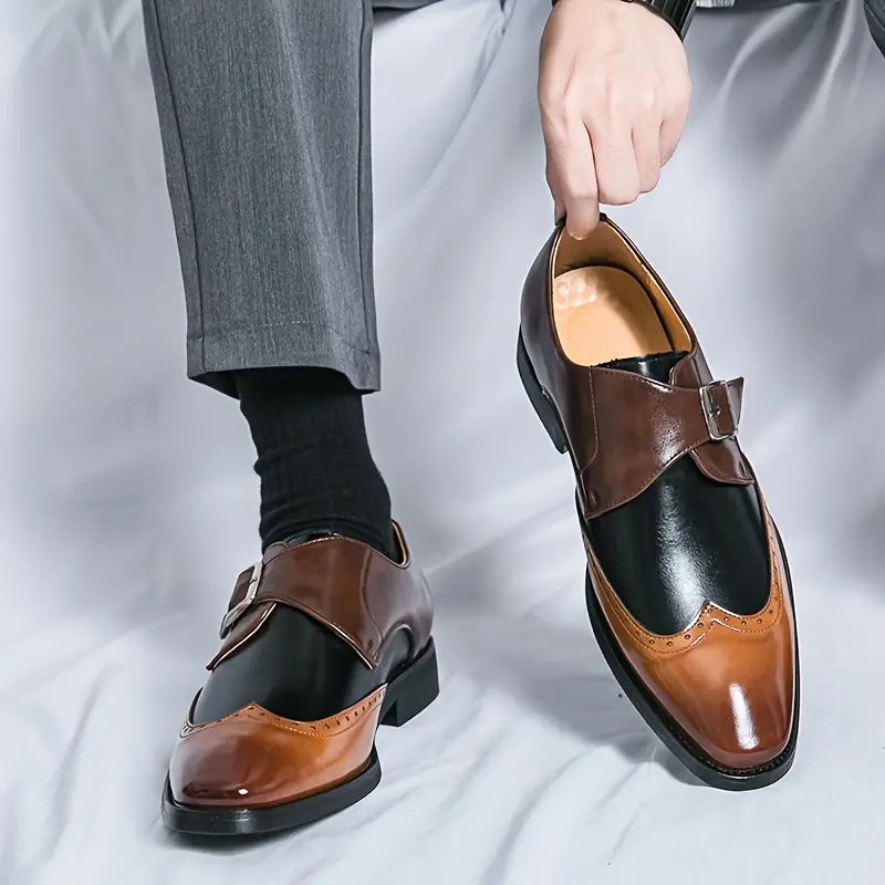 wing tip monk strap loafers plus size men s breathable slip details 0