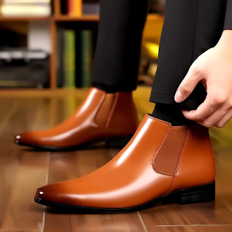 pointed toe chelsea boots men s trendy anti skid high top 6