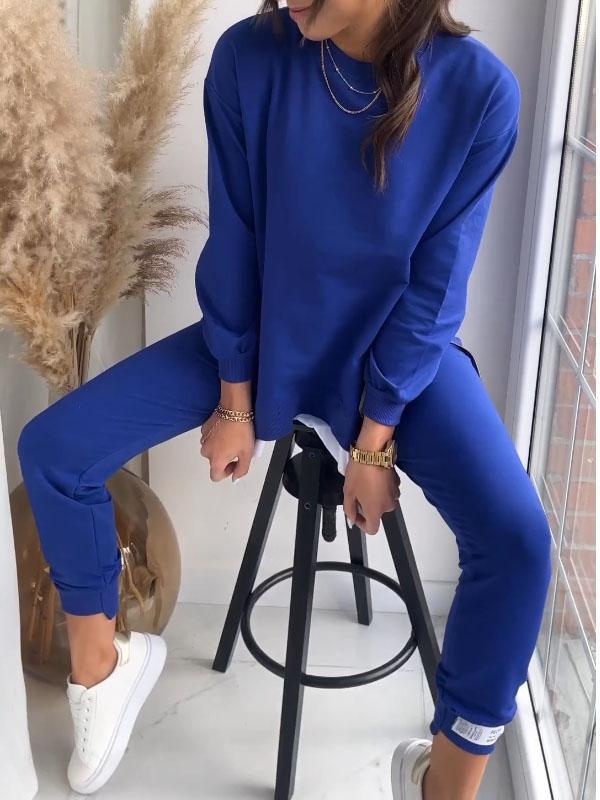 Sudadera de dos piezas patchwork para mujer con top y pantalon
